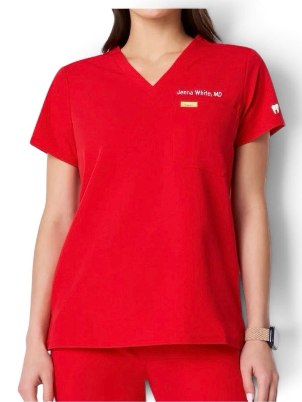 FIGS Women’s Catarina Scrub Top #1000211 Color Winning Red #5623 Size Small